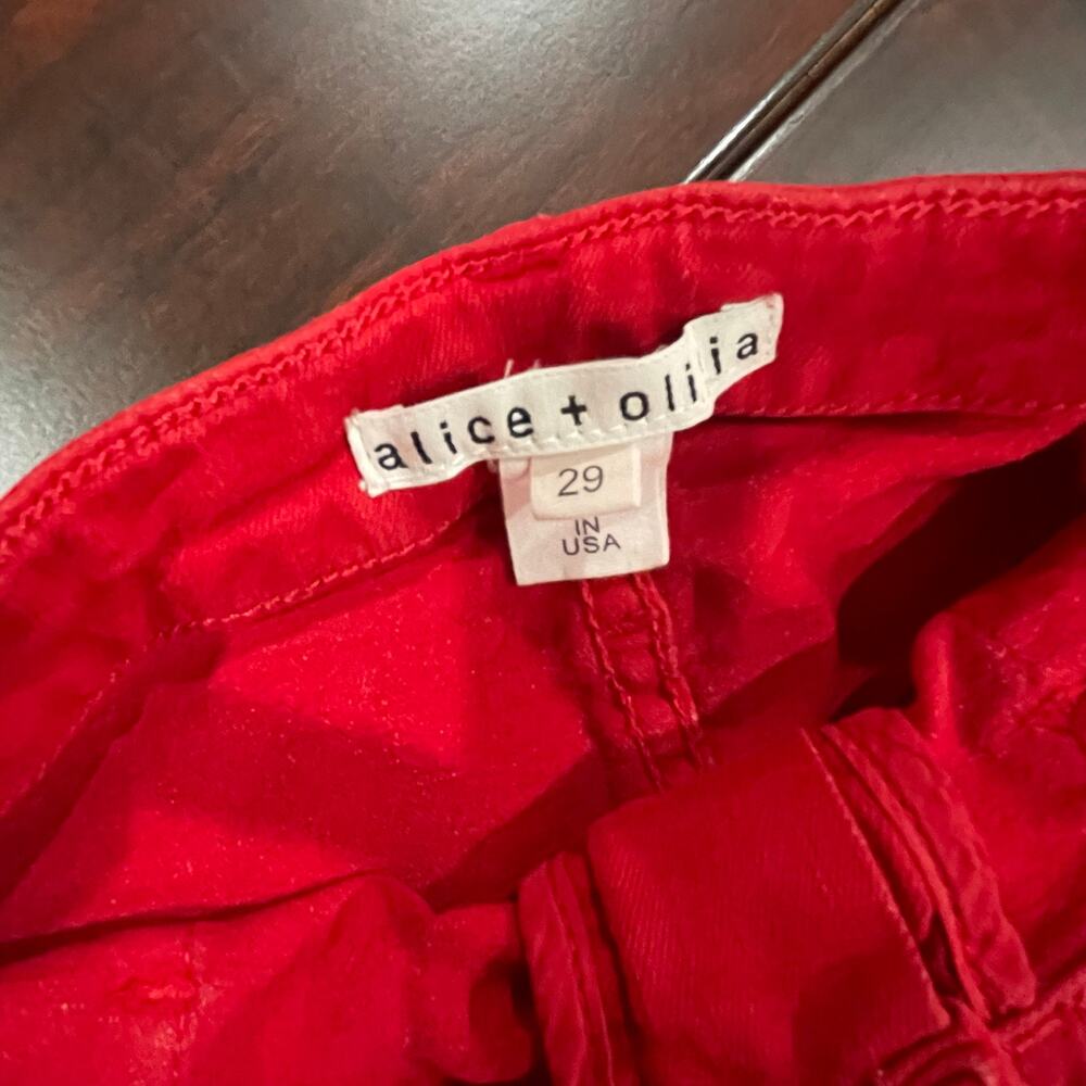 Alice + Olivia High Waist Wide Leg Raw Hem Red Jeans‎ Size 29 - Picture 7 of 8